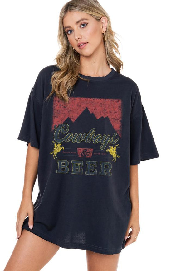 ZUTTER Cowboys & Beer Oversized Tee