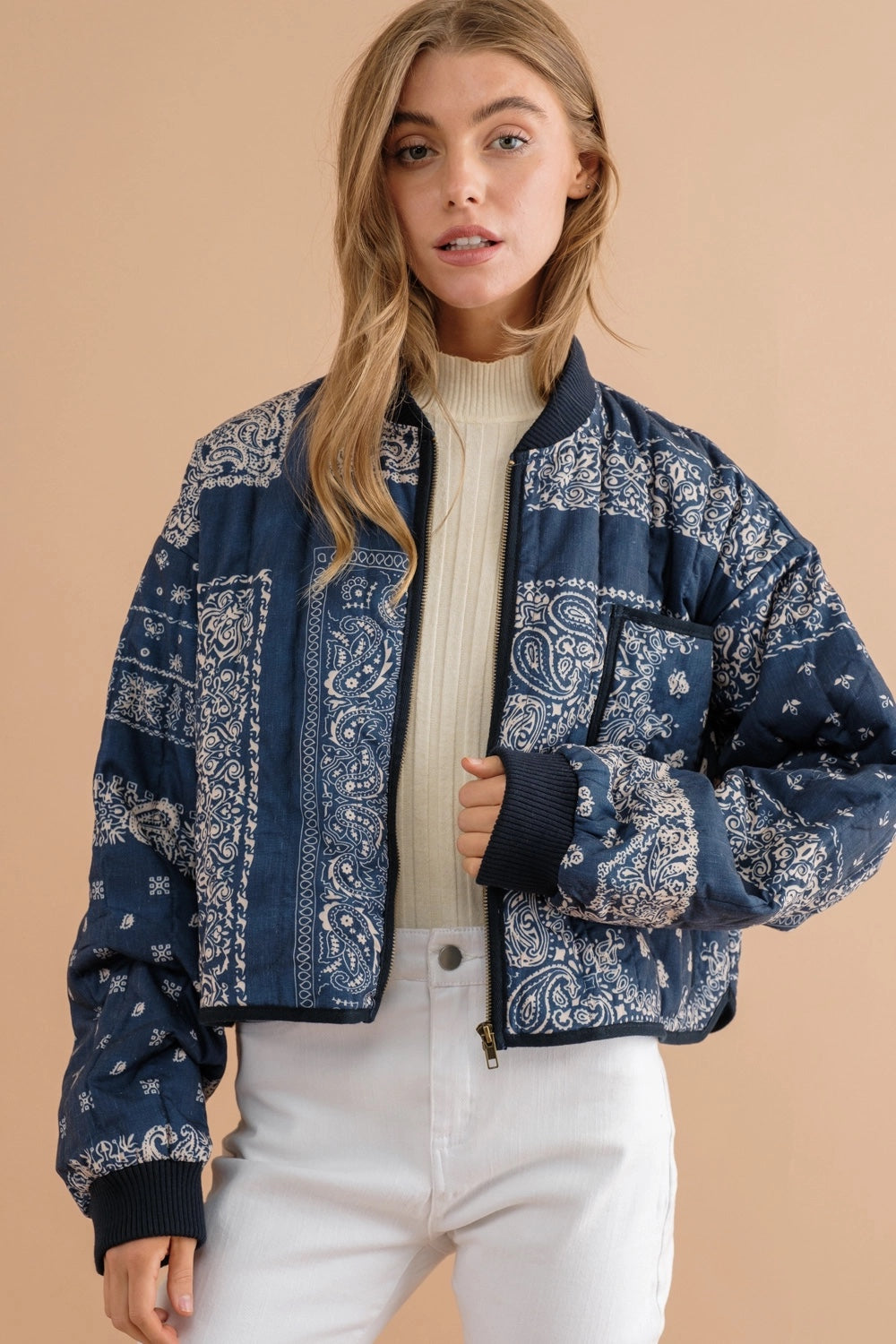 Paisley Quilted Crop Jacket – 7X Boutique