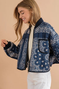 Paisley Quilted Crop Jacket