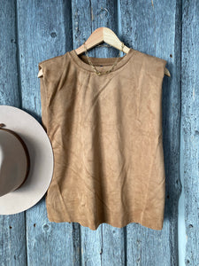 ONLY Olivia Faux Suede Shoulder Pad Top